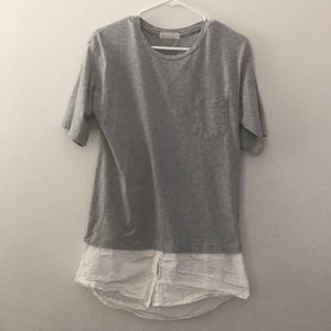 Jeanasis Grey Jersey Tunic & White Button Detail